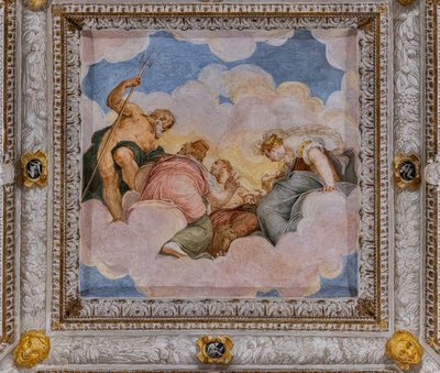 天井、神々の評議会のホール（フレスコ画） 作： Giovanni Battista Zelotti