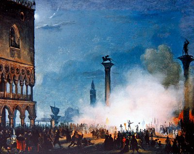 ヴェネツィアの風景（油彩・パネル） 作： Giovanni Battista della Libera