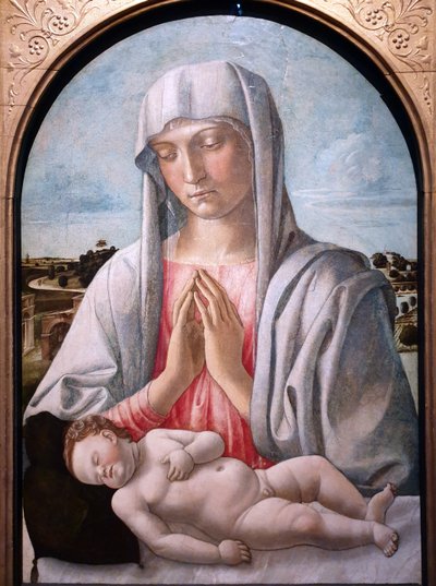 眠る子を慕う聖母 作： Giovanni Bellini