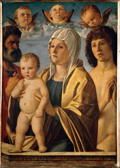 聖ペトロとセバスティアヌスの間の聖母子... 作： Giovanni Bellini