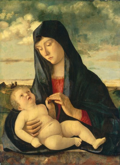風景の中のマドンナと子供、c。 14801485。 作： Giovanni Bellini