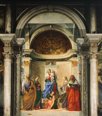 4人の聖人の間のマドンナ（フレスコ画 作： Giovanni Bellini