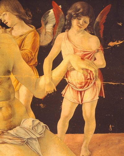 Pieta eli Kuollut Kristus Enkeleiden tukema, n. 1474, Giovanni Bellini (1431-36 - 1516), tempera paneelissa, 91x131 cm. Yksityiskohta. 作： Giovanni Bellini