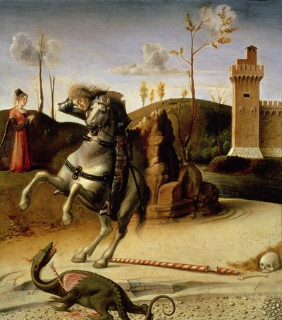 聖ジョージとドラゴン、85578のプレデラパネルの詳細 作： Giovanni Bellini