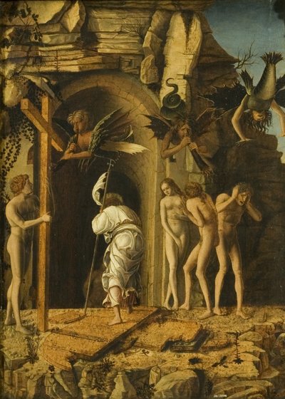 虚無へのキリストの降下」1475-80年頃（パネルに油彩、ベラム 作： Giovanni Bellini
