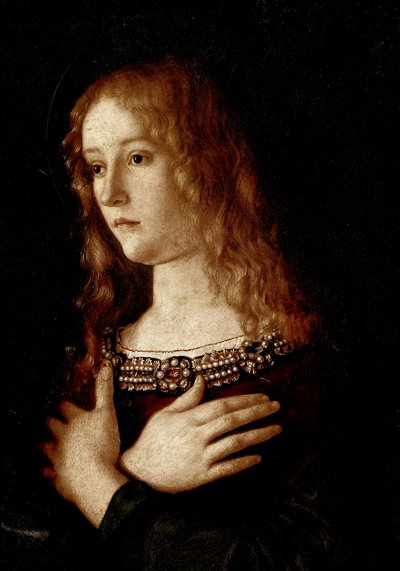 アレクサンドリアの聖カタリナとマグダラのマリアの聖母子 作： Giovanni Bellini