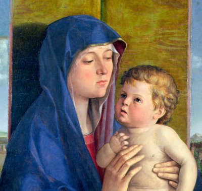 76900のパネルの詳細に記載された、洋梨のヴァージン 作： Giovanni Bellini
