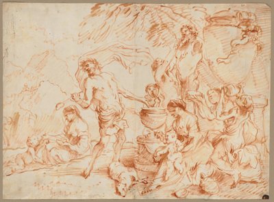ヘルムの前のバッカナール、1660年代初期（油彩、赤褐色顔料） 作： Giovanni Benedetto (1609 64) Castiglione