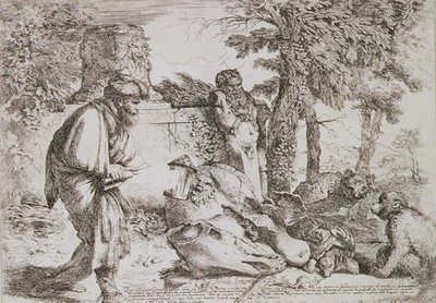 正直者を探すディオゲネス（銅版画 作： Giovanni Benedetto Castiglione