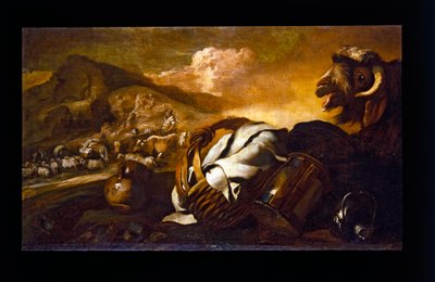 ヤギのいる静物 作： Giovanni Benedetto (1609 64) Castiglione