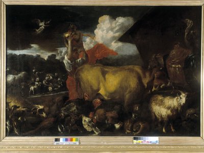 動物たちの箱舟への入場（油彩・キャンバス 作： Giovanni Benedetto Castiglione