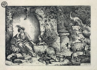 キルケはオデュッセウスの仲間を動物に変える 作： Giovanni Benedetto Castiglione