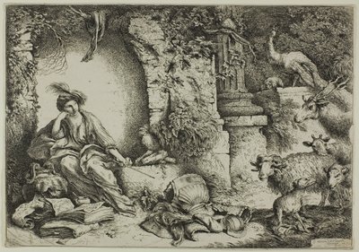 ユリシーズの仲間を動物に変えたキルケ 作： Giovanni Benedetto Castiglione