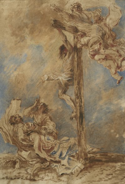 聖母マリア、聖ヨハネ、マグダラのマリアおよび父なる神とのはりつけ、1651年 作： Giovanni Benedetto Castiglione