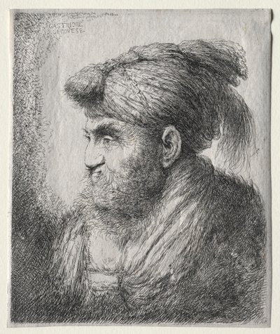 ターバンの男の頭 作： Giovanni Benedetto Castiglione