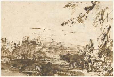 群れを持つ羊飼い 作： Giovanni Benedetto Castiglione
