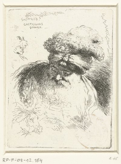 帽子をかぶった老人の頭 東洋のかぶりもの頭の小習作（連載タイトル） 作： Giovanni Benedetto Castiglione