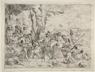 ラケルの荷物の中から偶像を探すラバン 作： Giovanni Benedetto Castiglione