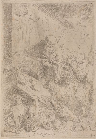 箱舟に入るノアと動物たち 作： Giovanni Benedetto Castiglione
