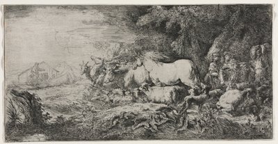 箱舟に入るノアと動物たち 作： Giovanni Benedetto Castiglione