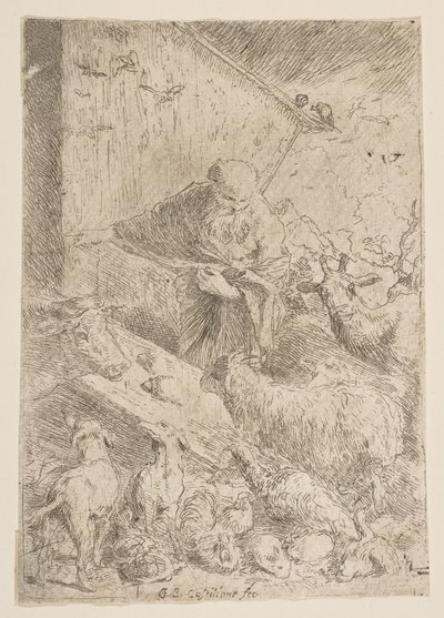 ノアは動物を箱舟に入れました。 1630年。 作： Giovanni Benedetto Castiglione