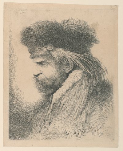 毛皮の帽子をかぶった男の肖像 作： Giovanni Benedetto Castiglione