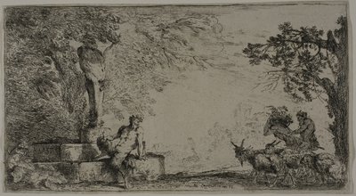 ヘルムの下で休むサテュロス 作： Giovanni Benedetto Castiglione