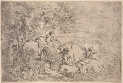 群れを追う羊飼い 作： Giovanni Benedetto Castiglione