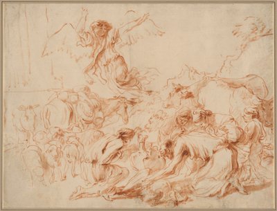 トビトの家族を去る天使（？） 作： Giovanni Benedetto Castiglione