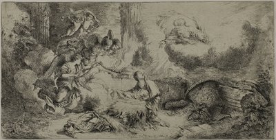 父なる神と天使たちとの降誕 作： Giovanni Benedetto Castiglione