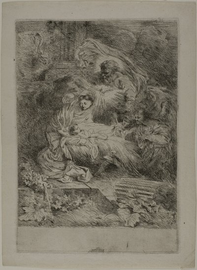 父なる神と天使たちとの降誕 作： Giovanni Benedetto Castiglione