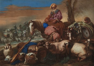 アブラハムのしもべの誓いc。 1650-1659。 作： Giovanni Benedetto Castiglione