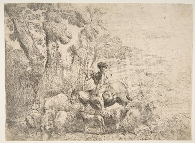 馬に乗った若い牧夫、1638年。 作： Giovanni Benedetto Castiglione