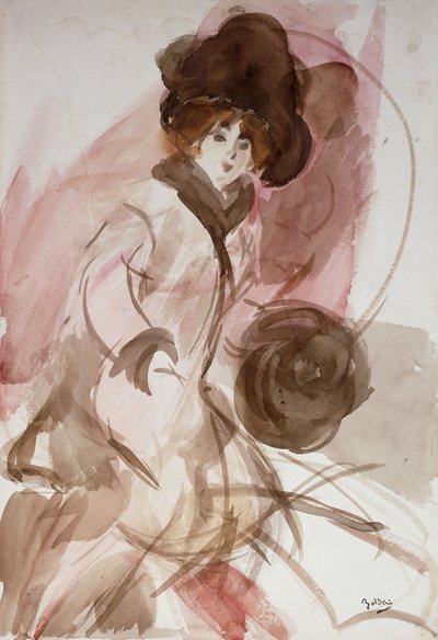 マフの優雅な婦人、1910〜12年 作： Giovanni Boldini