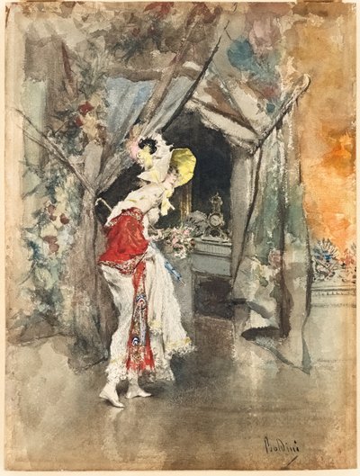 インテリアにエレガントな女性c。 1873 作： Giovanni Boldini