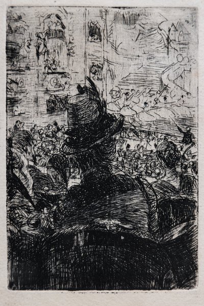 パリのオペラ座で、1880年頃（紙にストライプ） 作： Giovanni Boldini