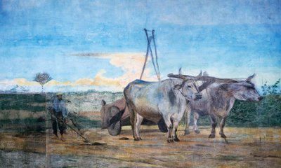 糞尿の回収、牛を乗せた馬車 作： Giovanni Boldini
