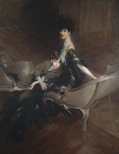 マールボロ公爵夫人のコンスエロヴァンダービルトと彼女の息子、アイヴァースペンサーチャーチル卿、1906年 作： Giovanni Boldini