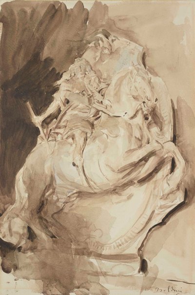 フランチェスコ2世デステ公爵、バラッタの後（紙にウォッシュ 作： Giovanni Boldini