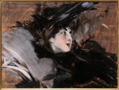 ボンネットをかぶった女性 作： Giovanni Boldini