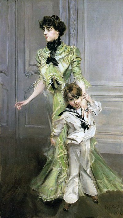 ジョルジュ・ユゴー夫人と息子のジャン 作： Giovanni Boldini
