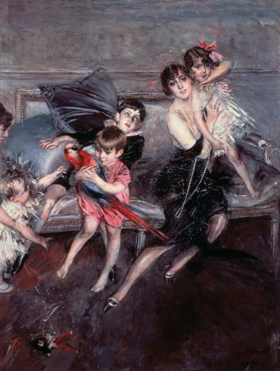 エドワーズ夫人と4人の子供と乳母 作： Giovanni Boldini