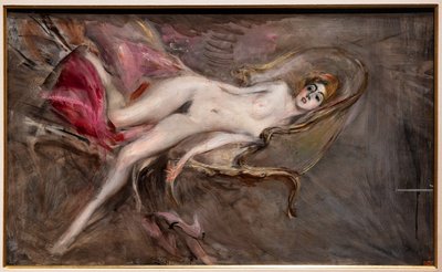 ピンクの枕の上のヌードの女性 作： Giovanni Boldini