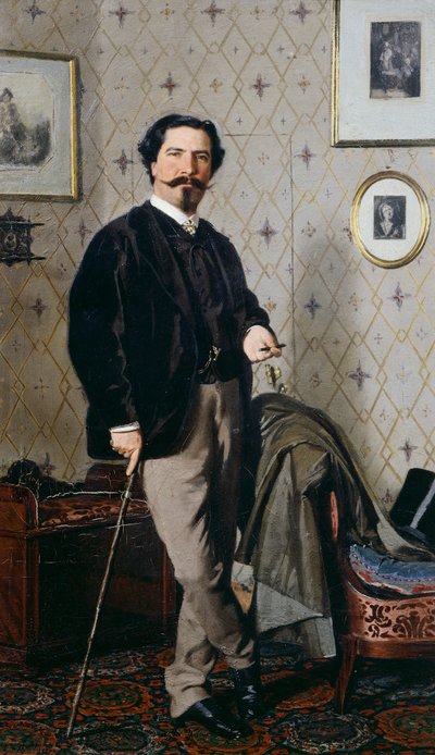 杖を持つクリスティアーノ・バンティの肖像 作： Giovanni Boldini