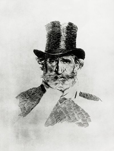 イタリアの作曲家ジュゼッペ・ヴェルディ（1813-1901）の肖像画、ジョヴァンニ・ボルディーニ（1842-1931）の絵 作： Giovanni Boldini