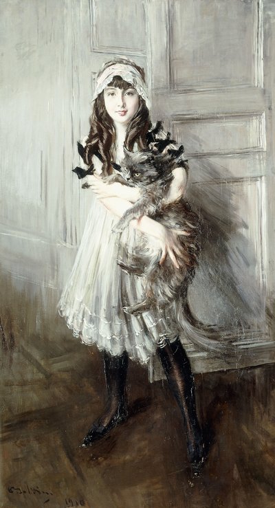 猫を抱いたJosefina Errazurizの肖像、1910年 作： Giovanni Boldini