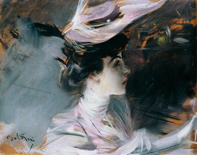 新しい帽子をかぶったリナ・カヴァリエーリの肖像（ジョヴァンニ・ボルディーニ（1842-1931）作 作： Giovanni Boldini