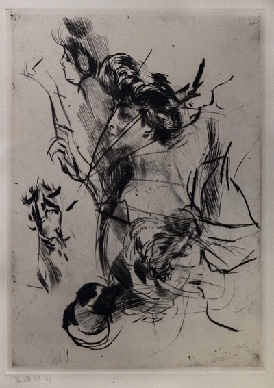数字を持つ若い女性の肖像画 作： Giovanni Boldini