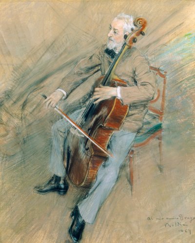 チェロ奏者ガエタノ・ブラガの肖像 作： Giovanni Boldini