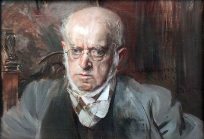 "画家アドルフ・フォン・メンツェル（1815-1905）の肖像"。ジョヴァンニ・ボルディーニ（1842-1931）の絵画 1895年 ベルリン国立博物館 作： Giovanni Boldini